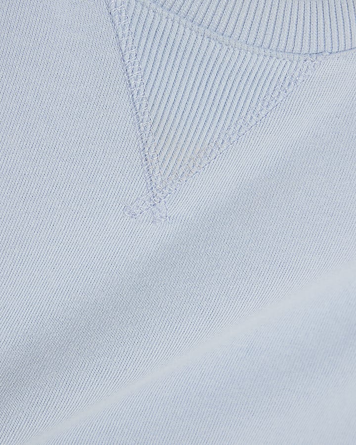 Blue Short Sleeve Ribbed Panel T-shirt