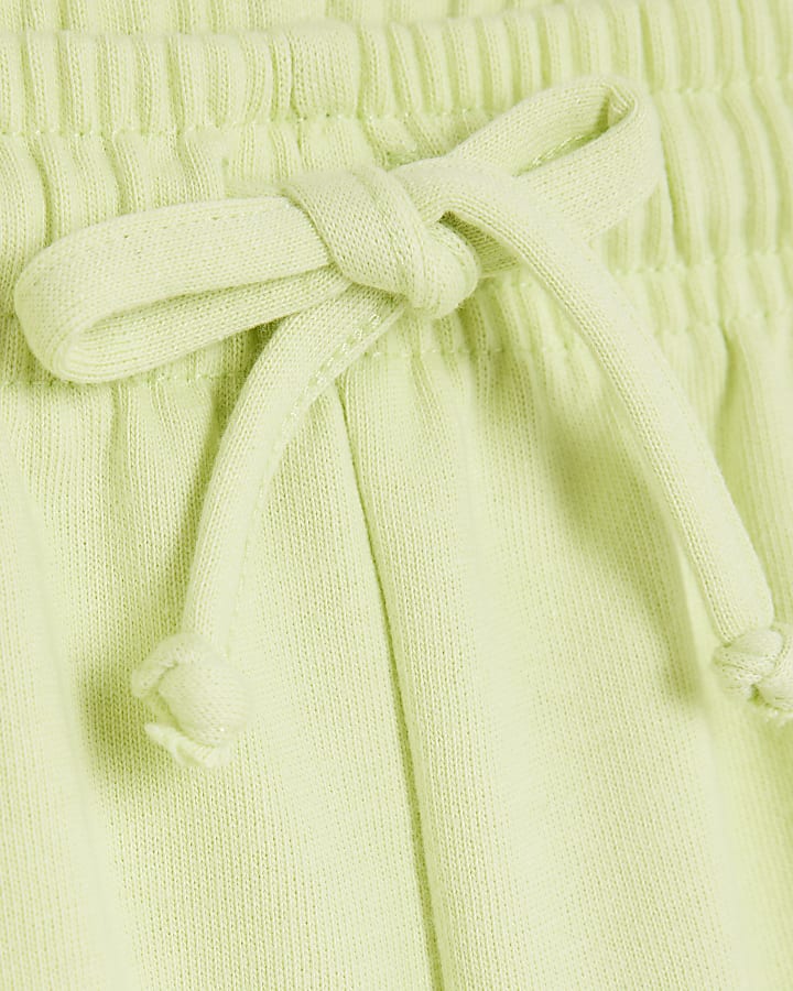 Lime Ribbed Panel Runner Shorts