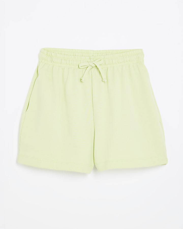 Lime Ribbed Panel Runner Shorts