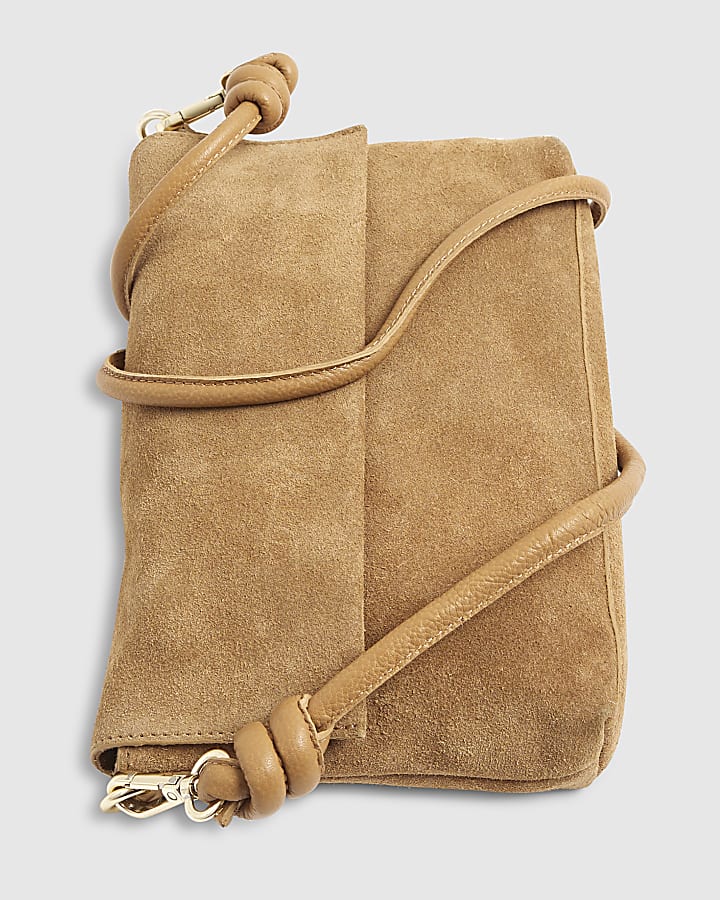 Beige Suede Cross Body Bag