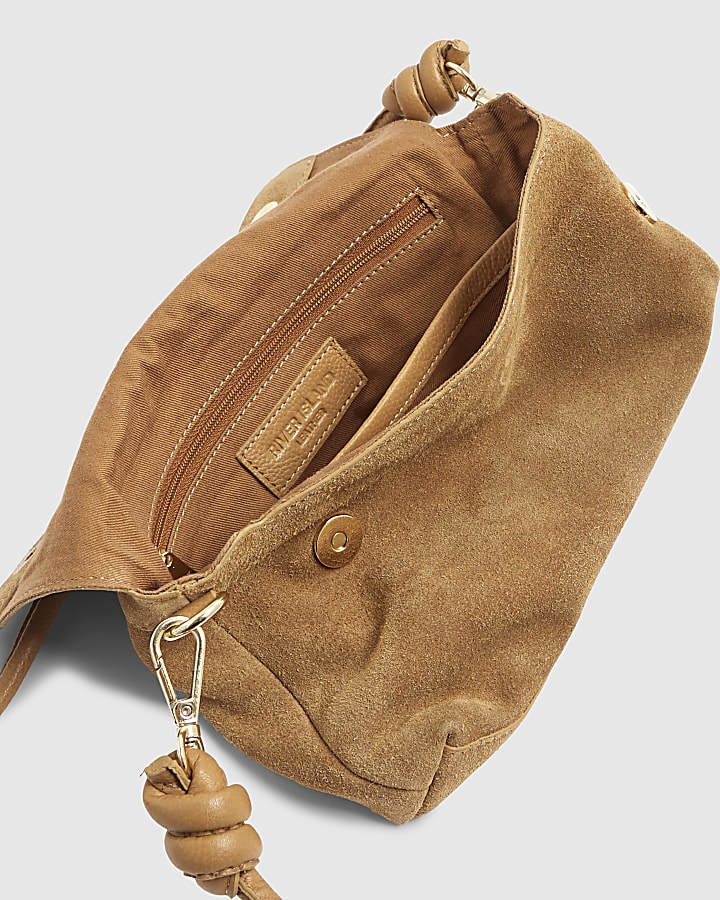 Beige Suede Cross Body Bag