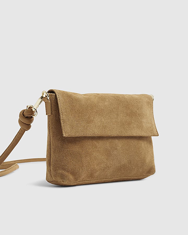Beige Suede Cross Body Bag