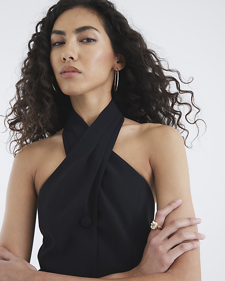 Black Halter Neck Waistcoat