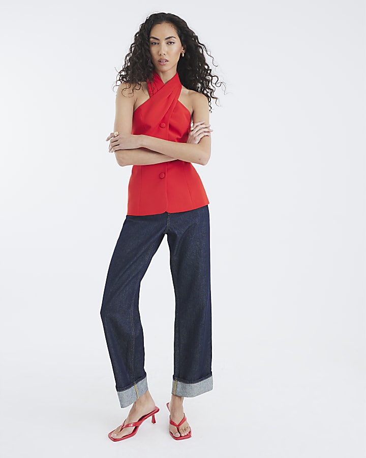 Red Halter Neck Waistcoat