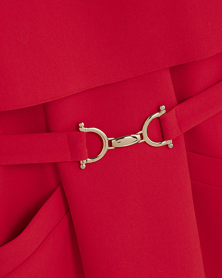 Red Tailored Cape Mini Dress