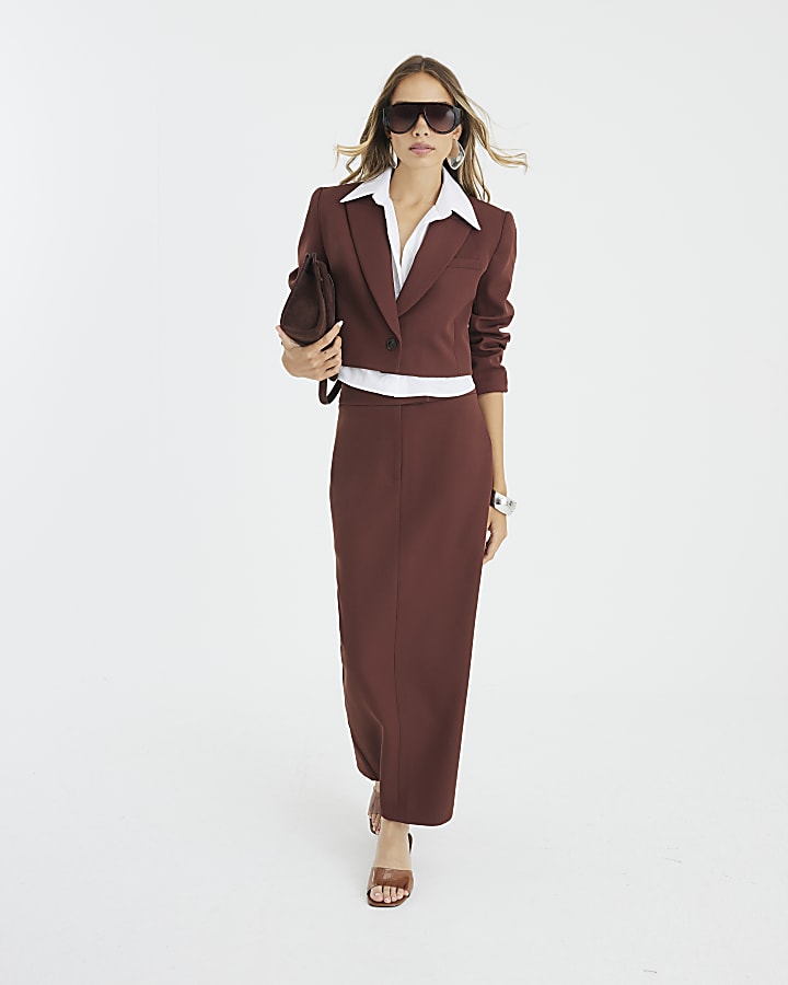 Brown Cropped Hybrid Blazer
