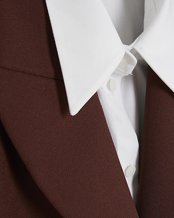 Brown Cropped Hybrid Blazer