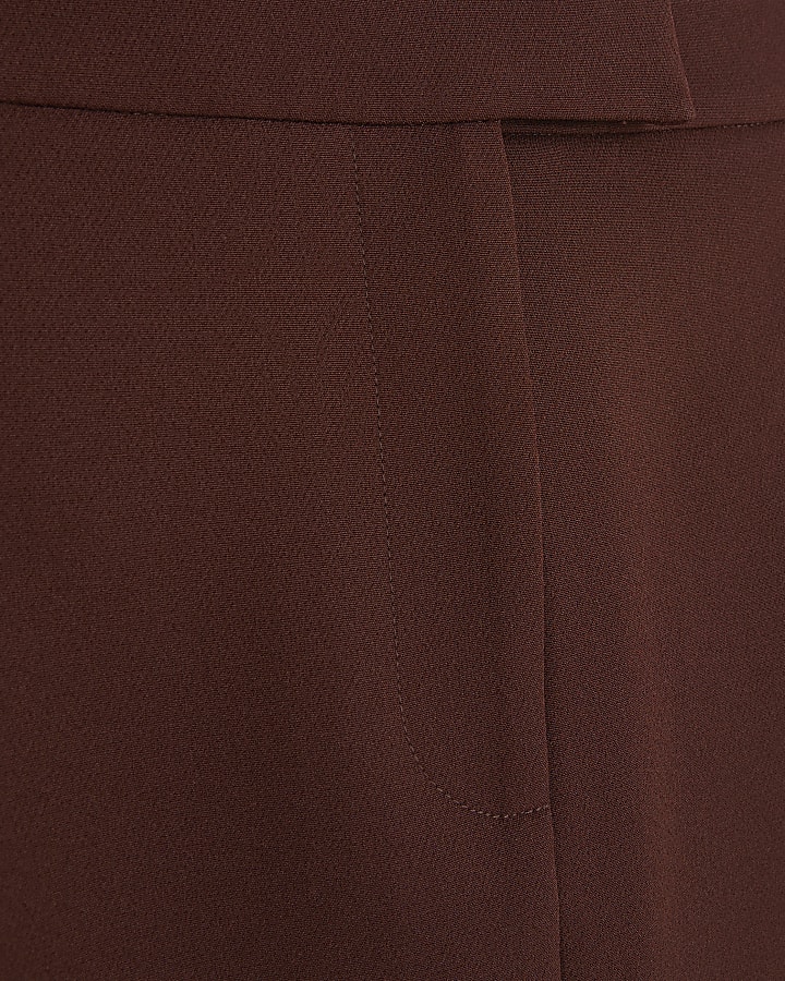 Brown Tailored Maxi Skirt