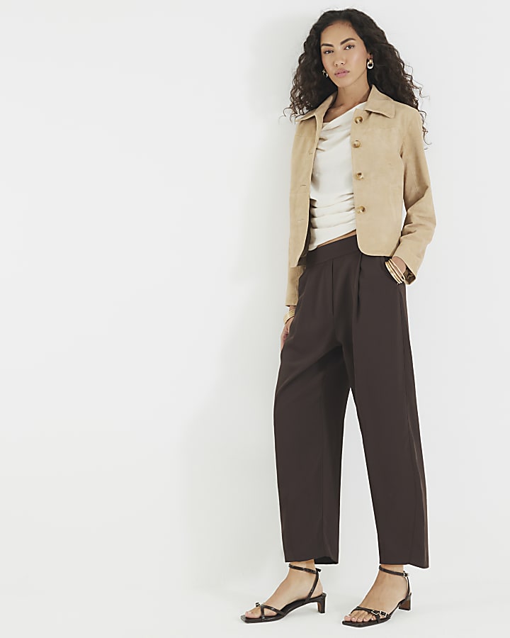 Brown Barrell Leg Trousers
