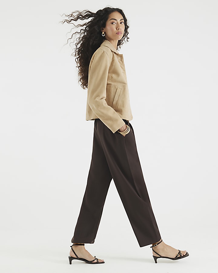 Brown Barrell Leg Trousers