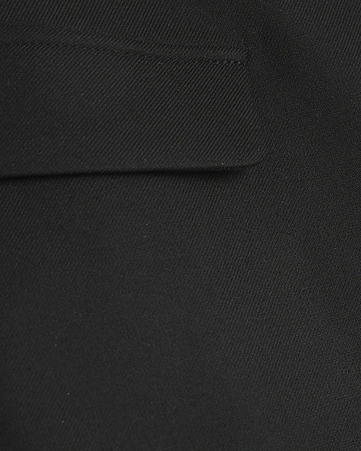 Black Asymmetric Wrap Pocket Front Skort