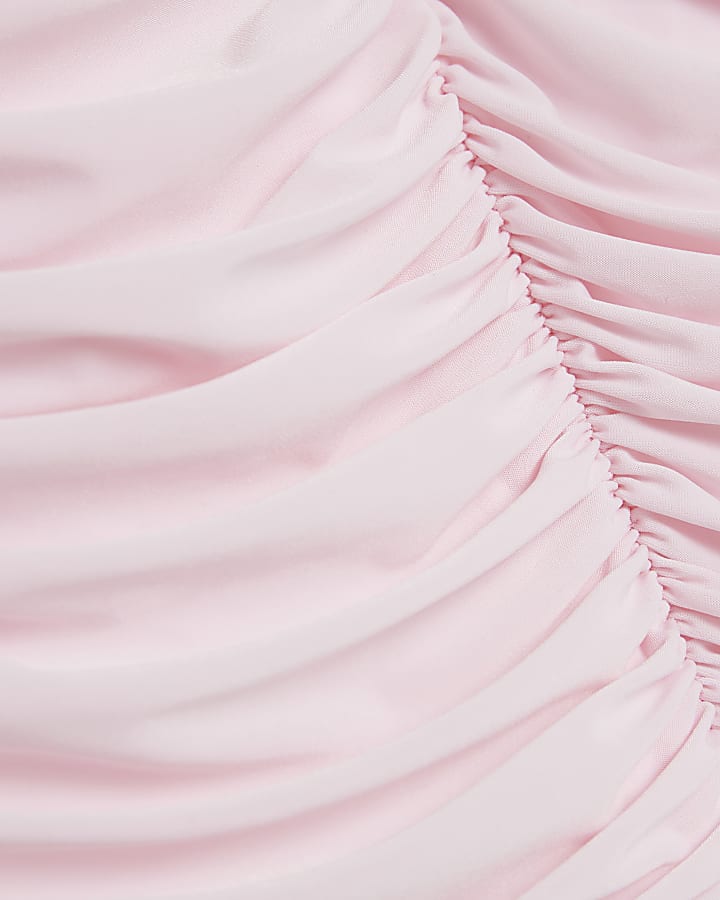 Pink Ruched Halter Neck Top