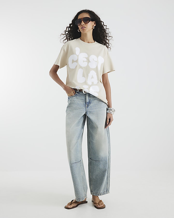 Beige Cest La Vie Graffiti T-Shirt
