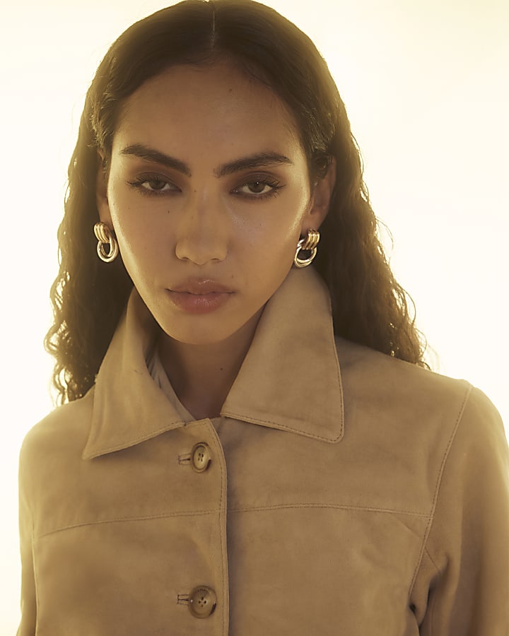 Beige Premium Suede Belted Jacket