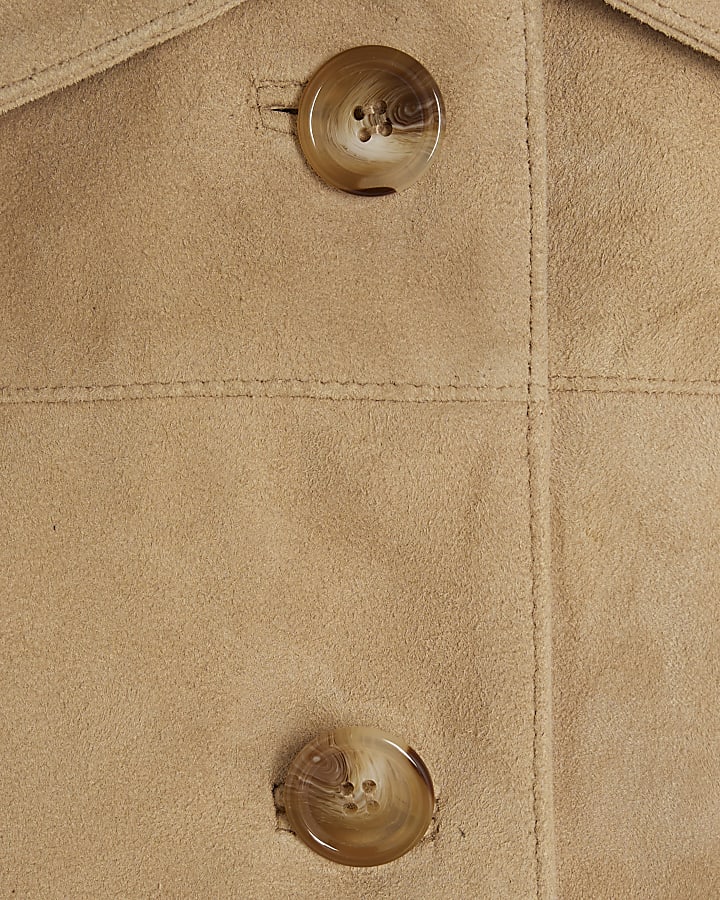 Beige Premium Suede Belted Jacket