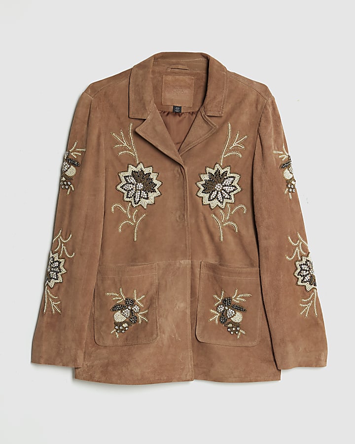 Pink Suede Embellished Blazer