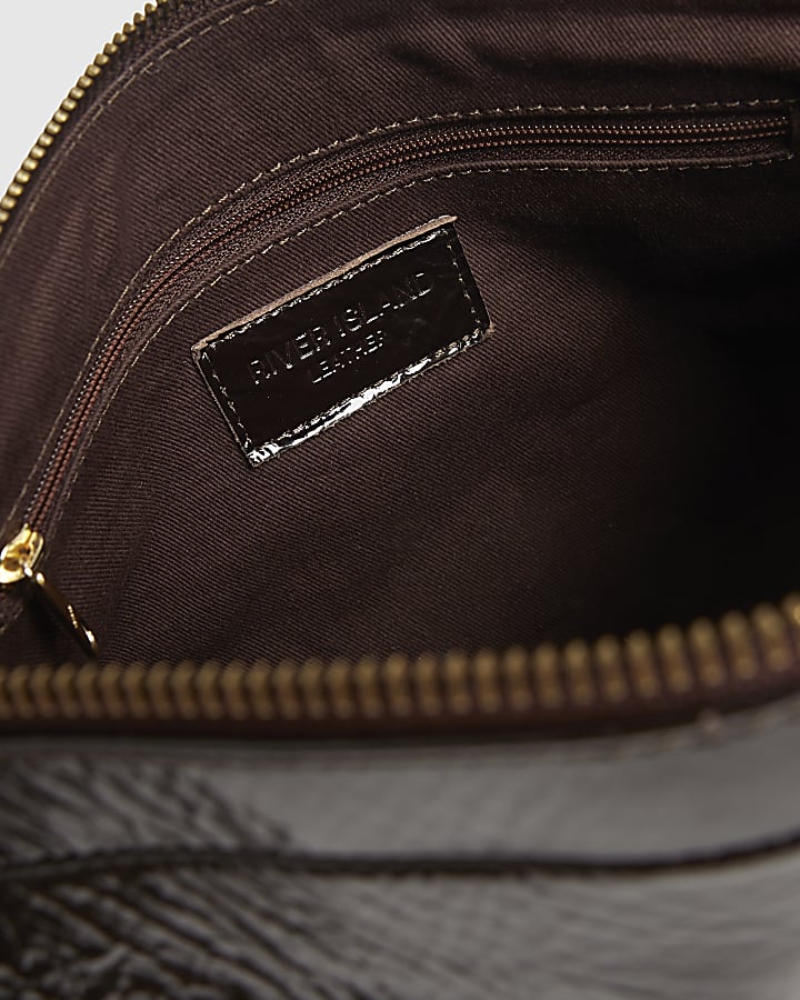 Brown Cracked Leather Shoulder Bag