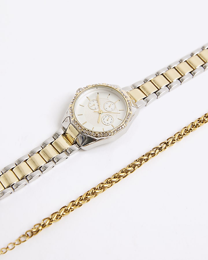 Gold Watch And Bracelet Multipack