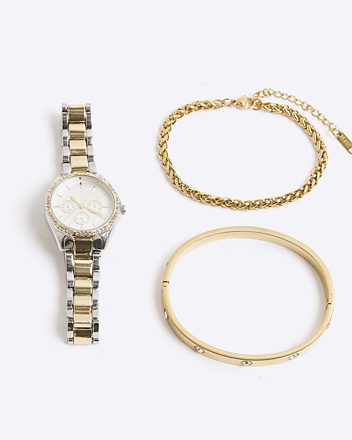 Gold Watch And Bracelet Multipack