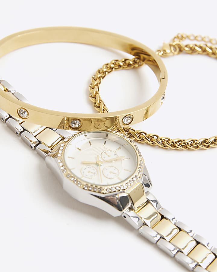 Gold Watch And Bracelet Multipack