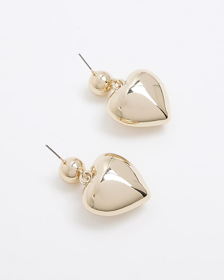 Gold Heart Drop Earrings