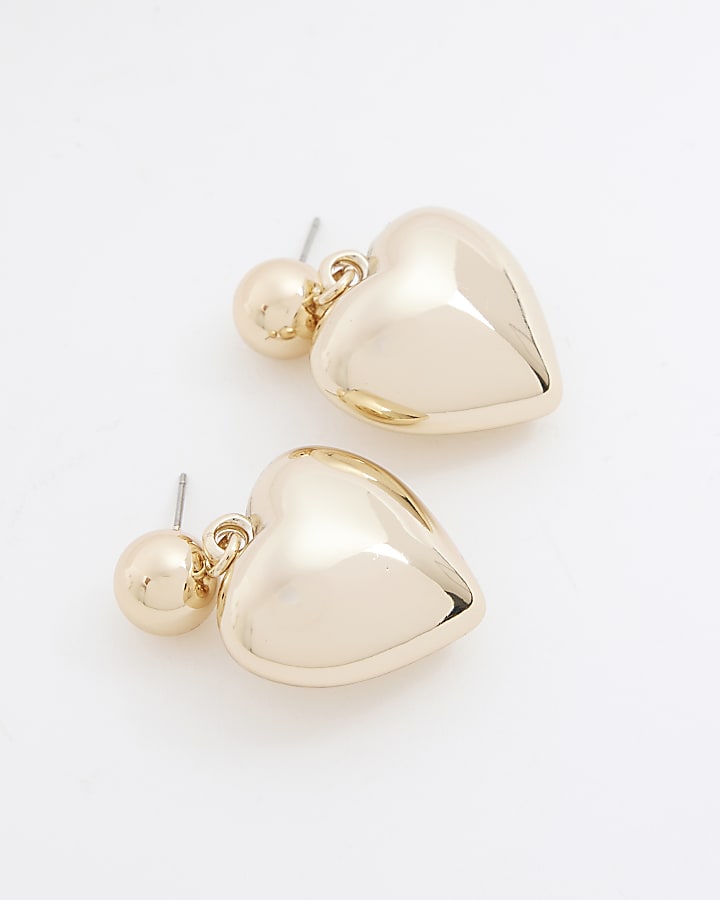Gold Heart Drop Earrings