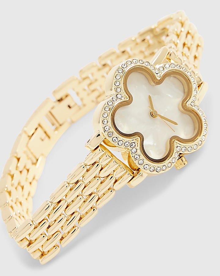 Gold Flower Face Watch