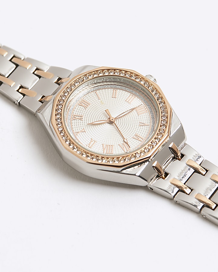 Silver And Rose Gold Watch