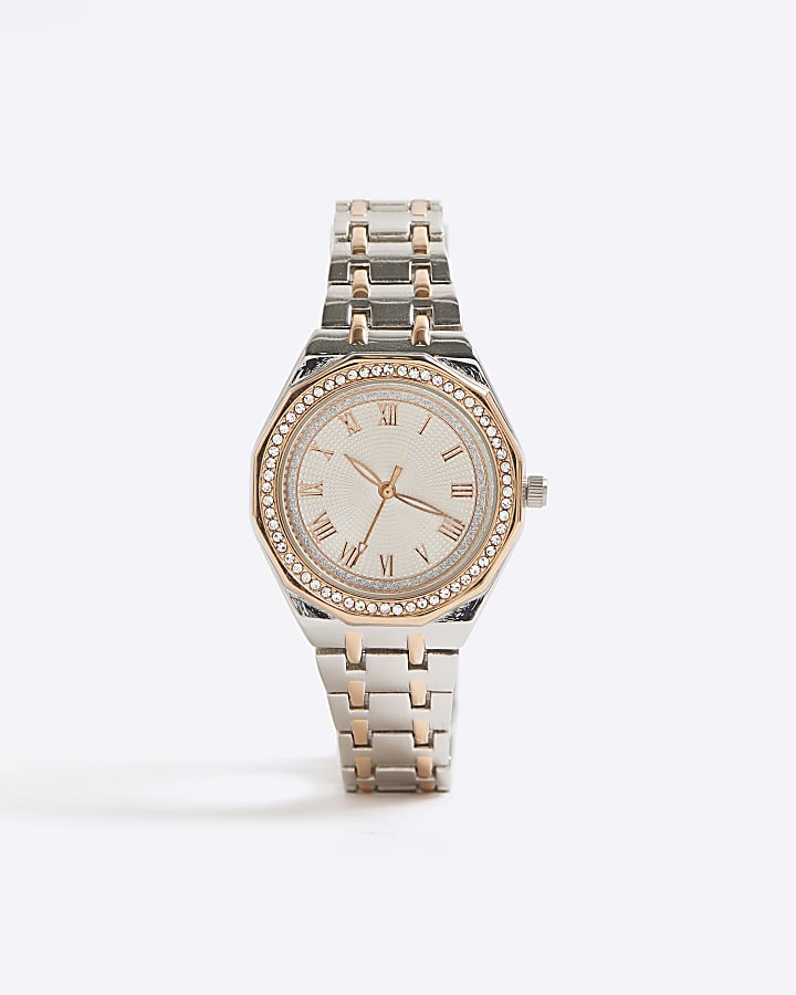Silver And Rose Gold Watch