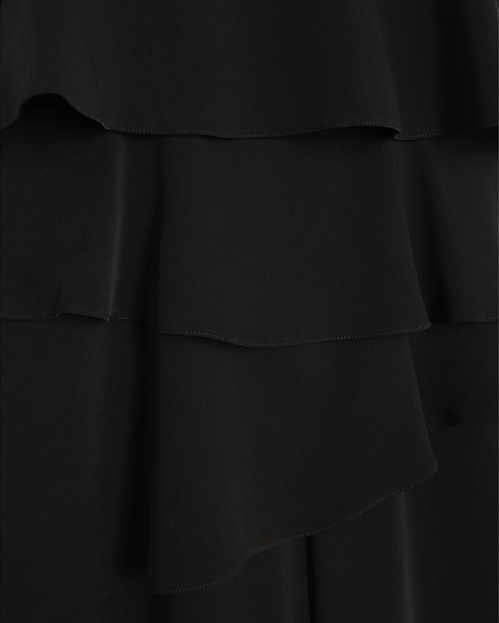 Petite Black Layered Wide Leg Jumpsuit