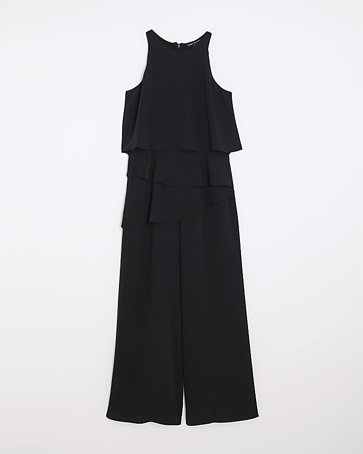 Petite Black Layered Wide Leg Jumpsuit