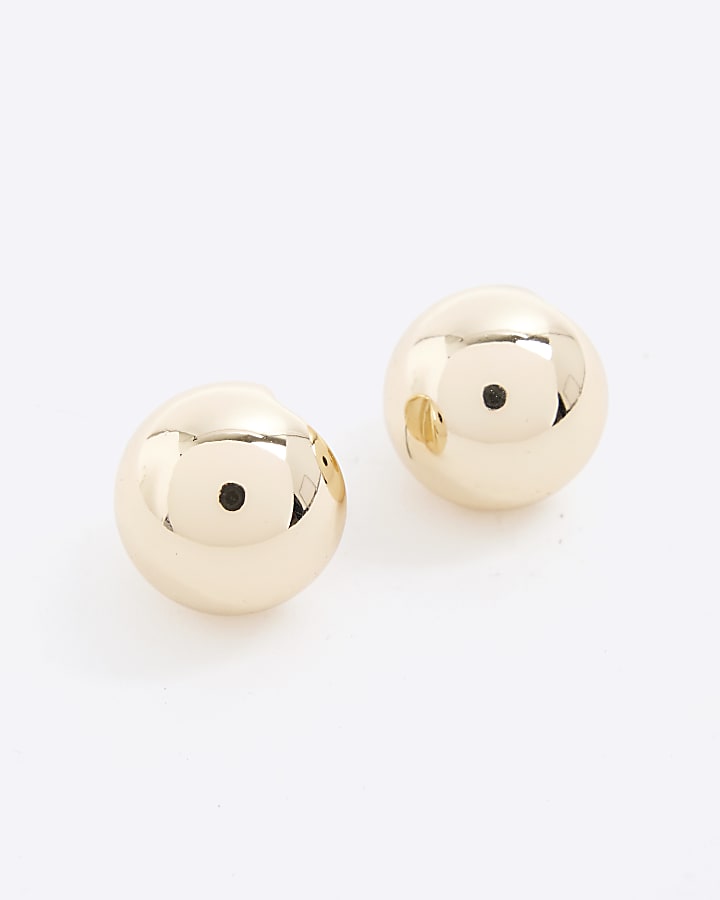 Gold Dome Stud Earrings