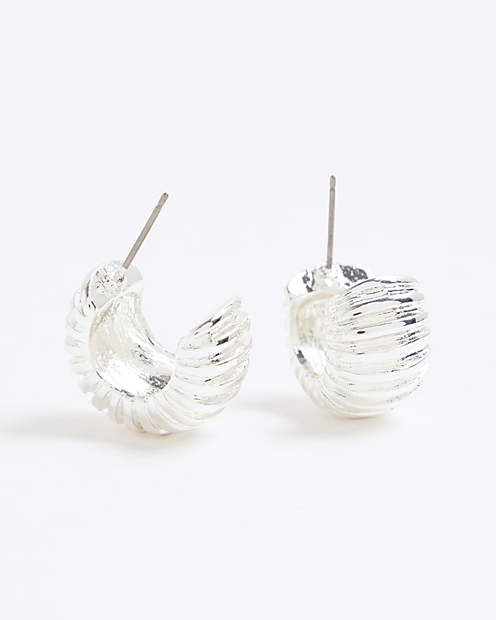 Silver Ridge Textured Hoop Earrings