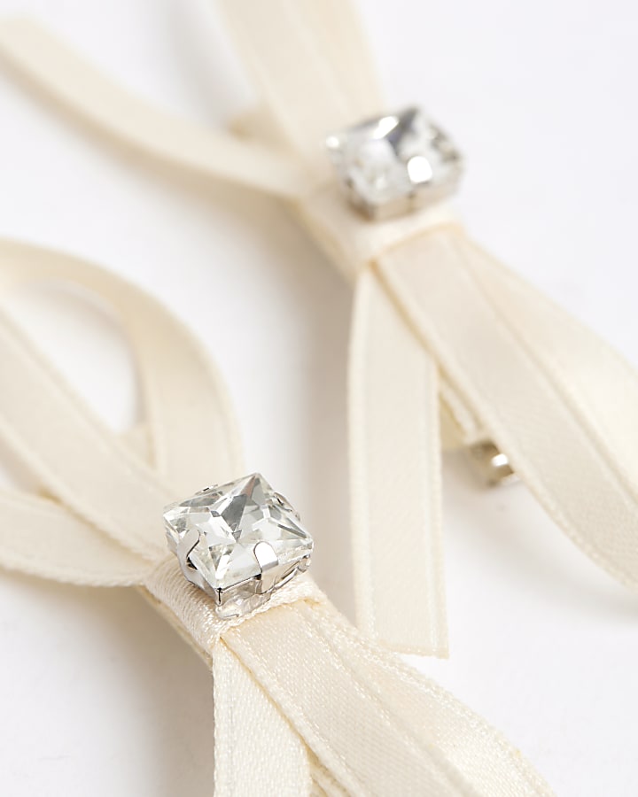 Cream 2 Pack Bow Hair Clips
