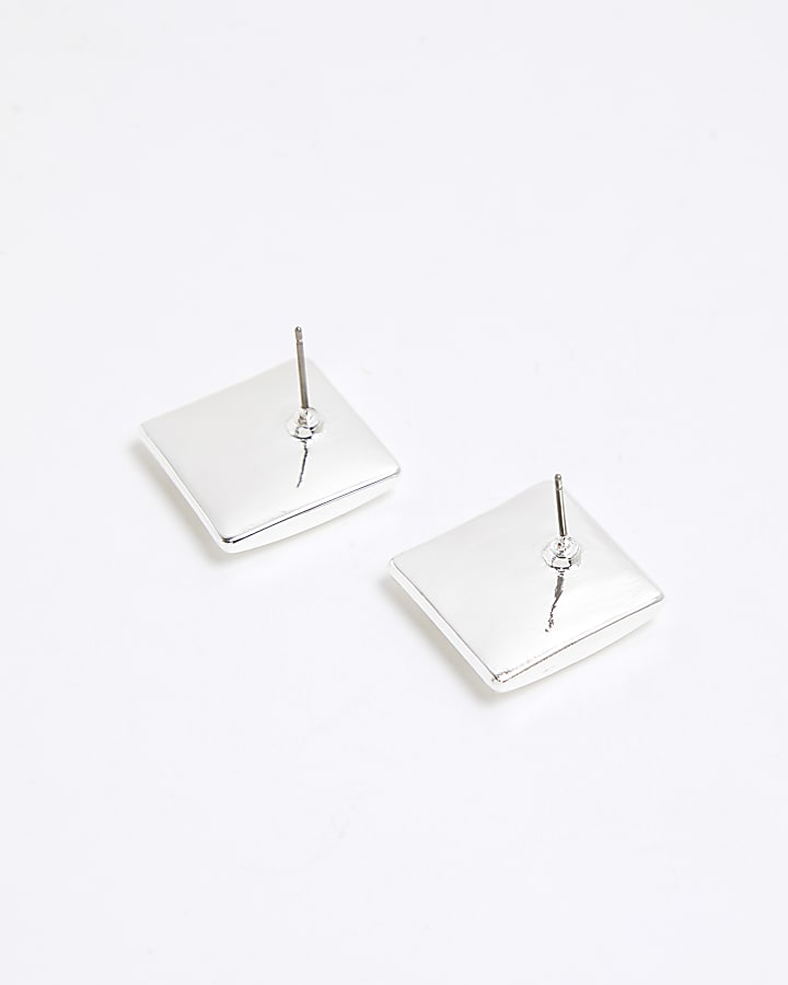 Silver Textured Stud Earrings