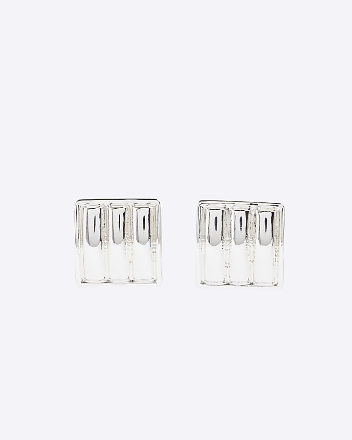 Silver Textured Stud Earrings