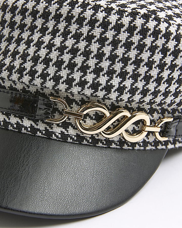 Black Houndstooth Baker Boy Hat