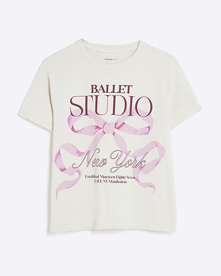 Cream Ballet Studio New York Bow T-Shirt