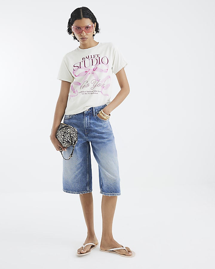Cream Ballet Studio New York Bow T-Shirt