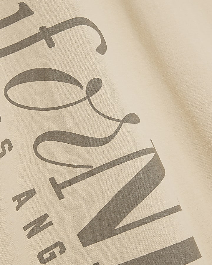 Beige Premium California Text T-Shirt