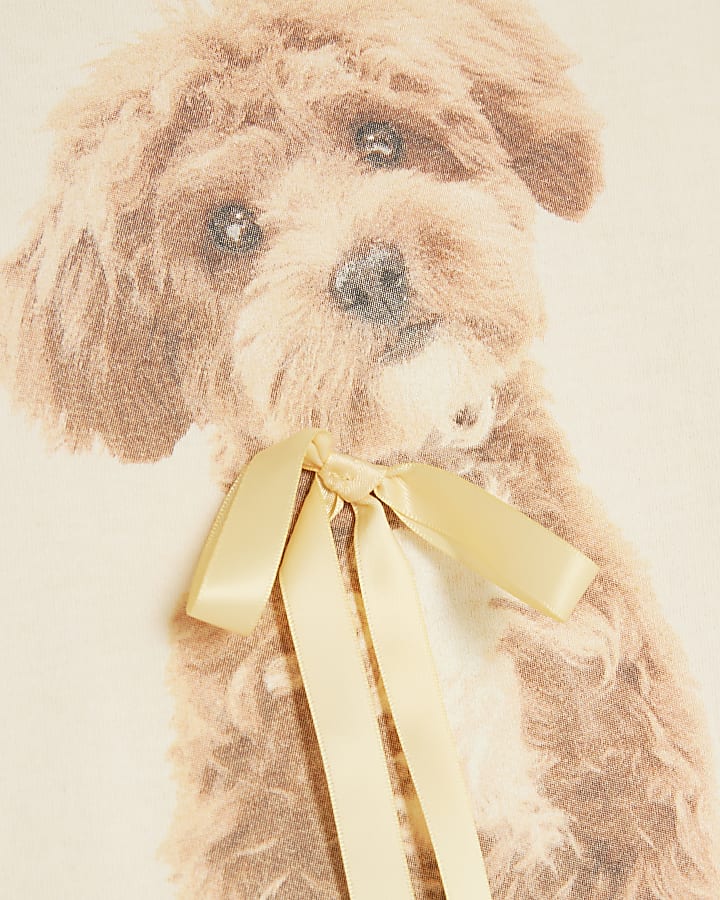 Yellow Short Sleeve Dog Bow T-shirt