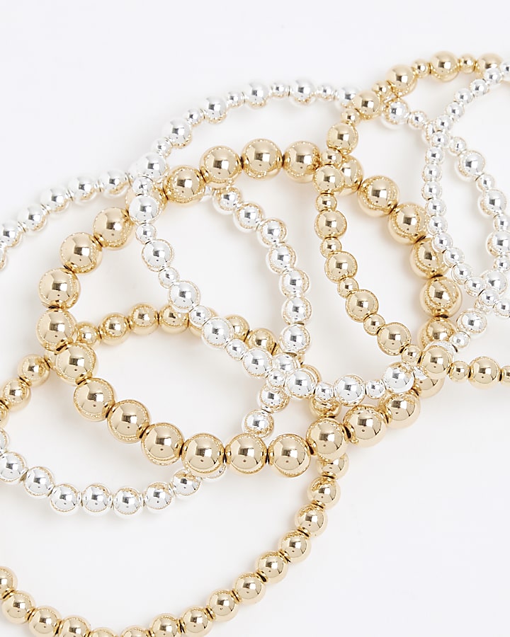 Mixed metal ball stretch bracelet multipack