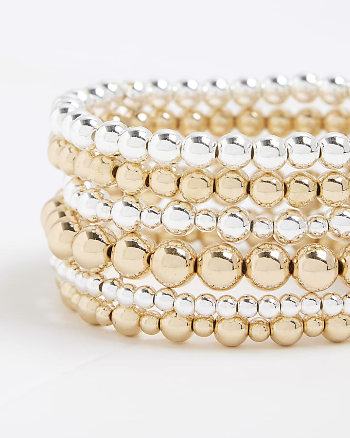 Mixed metal ball stretch bracelet multipack