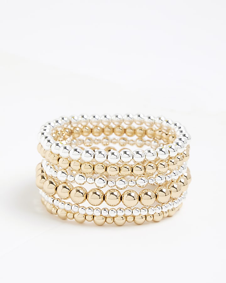 Mixed metal ball stretch bracelet multipack