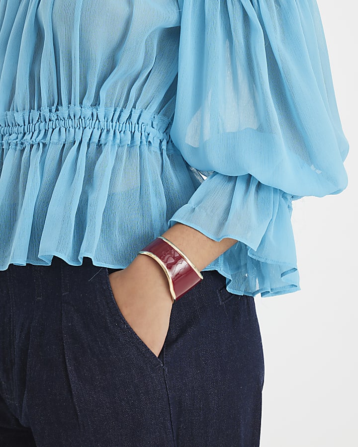 Red Wavy Cuff Bracelet
