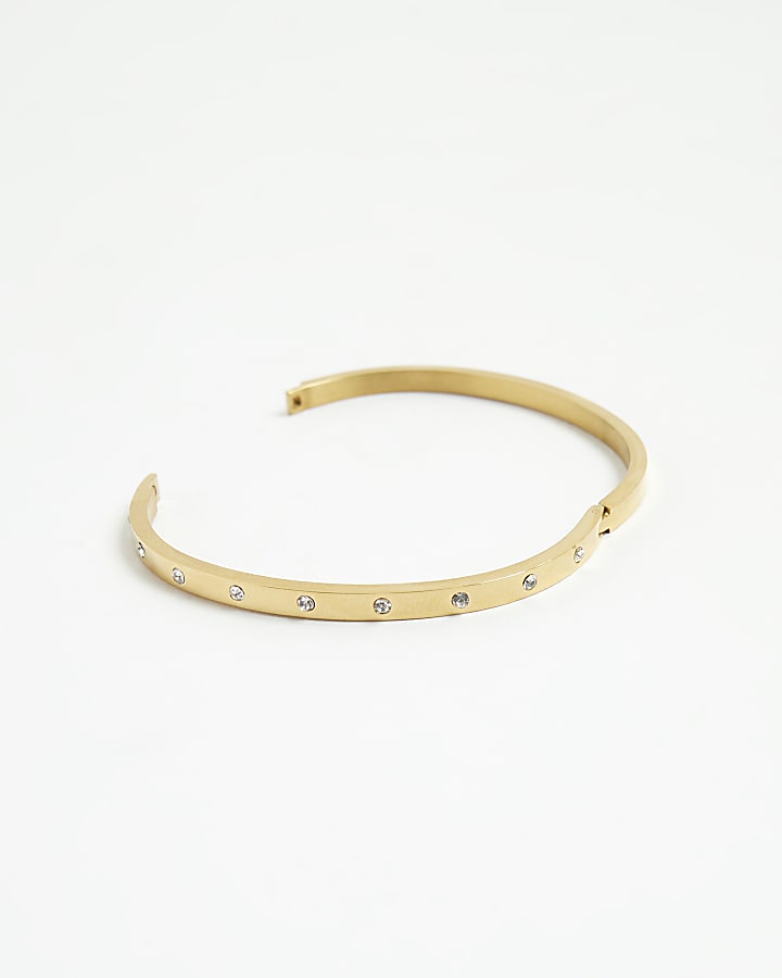 Gold 3 Pack Diamante Flower Bracelets
