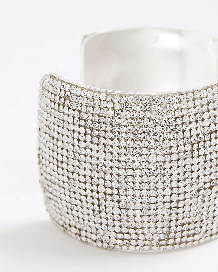 Silver Mega Paved Cuff Bracelet