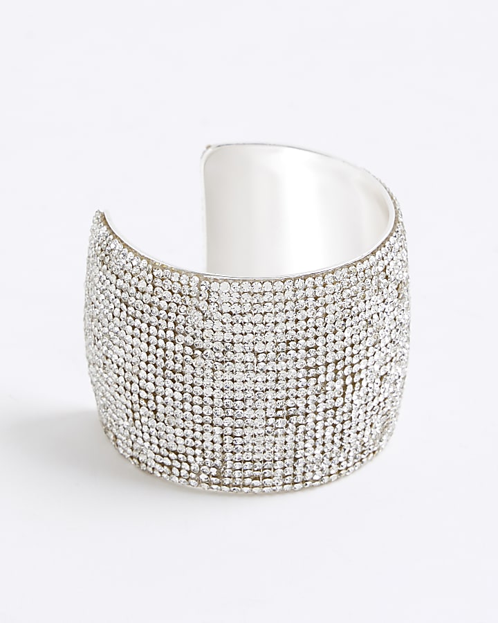Silver Mega Paved Cuff Bracelet