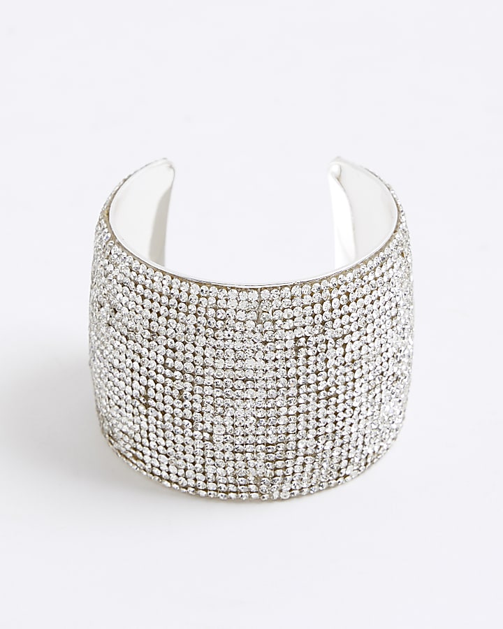 Silver Mega Paved Cuff Bracelet