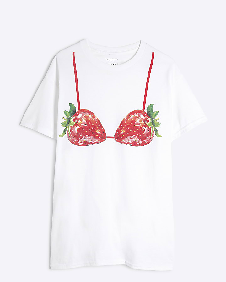 White Strawberry Bikini T-Shirt